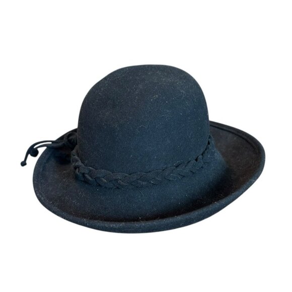 Vintage Hats In The Belfry Kathy Jeanne Wide Brimmed Felt Wool Hat Black USA OS main image 3